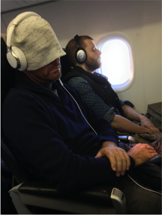 Pete and Wes sleeping on plane
